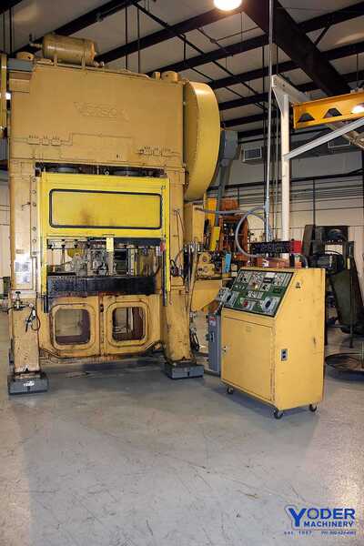 250 Ton, Verson #HS2-250-54-30T, straight side double crank press, 4" stroke, 18" Shut Height, air clutch & - Image 7