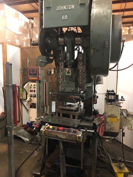 60 Ton, Johnson #60, 3" stroke, 10-75 SPM, Wintress, 12" servo feed line, 22" x32" bed - Image 1