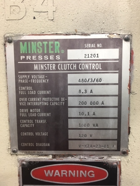 75 Ton, Minster #7, Die-Namic geared OBI press, 6" stroke, 21" Shut Height, 3.75" adj., Cieco PCI-100, air - Image 6