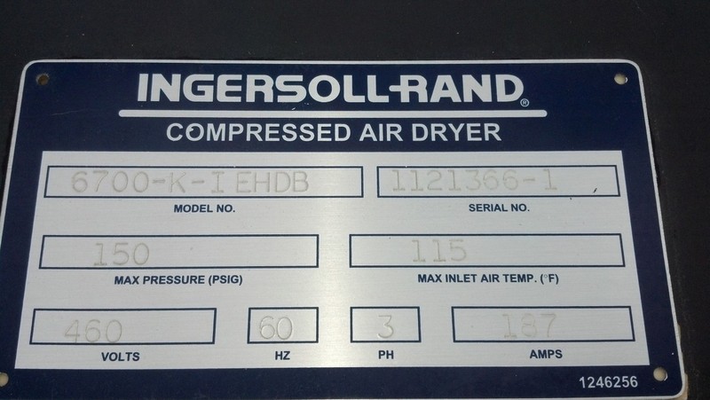 115&deg;F, 150 psig, Ingersoll-Rand #6700-K-I EHDB, compressed air dryer, 460 V. - Image 3