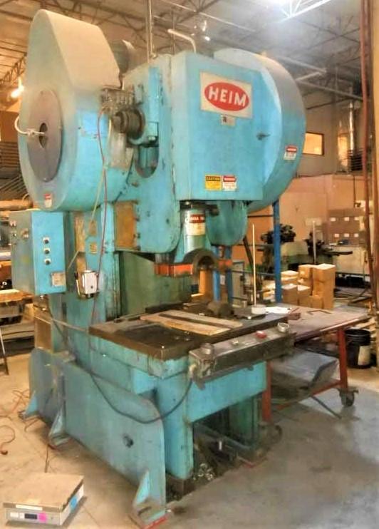 120 Ton, Heim #12-OBI-BG, back geared punch press, 3" stroke, 14" Shut Height, 45 SPM, 10 HP, air clutch & - Image 3
