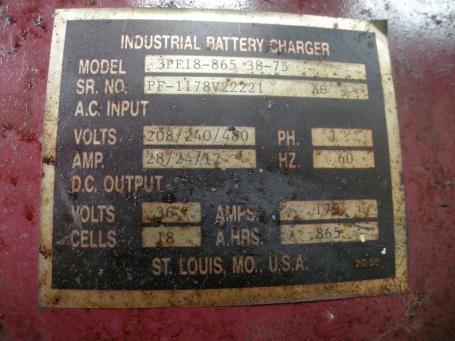 Power Factor #3PF18-865 38-75, 36 Volts Battery Charger - Image 3