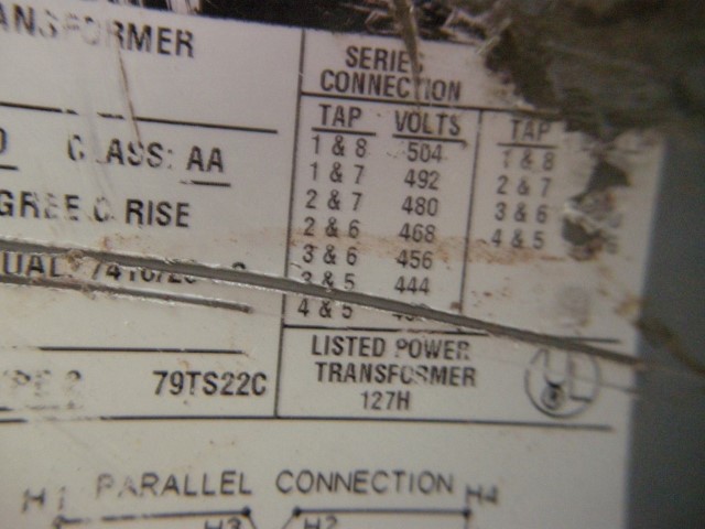 25 KVA 240x480 Primary, 120/240 Secondary, Square D #13151-12212-018, single phase transformer - Image 3