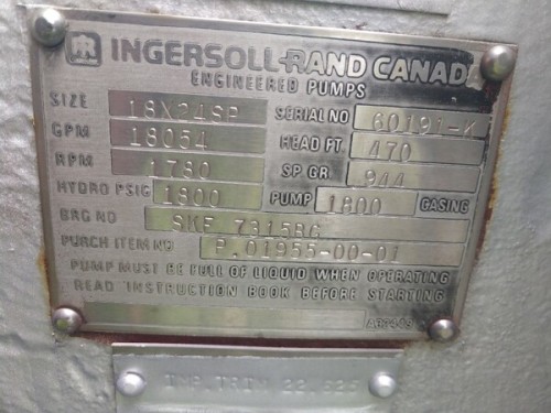 18000 GPM @ 470' TDH, Ingersoll-Rand, 18x24 SP (unused), 1780 RPM, #CUP-742 - Image 2