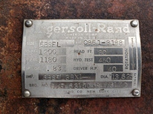 1200 GPM @ 80' TDH, Ingersoll-Rand, 6" BSFL, 1180 RPM, #CUP-274 - Image 2