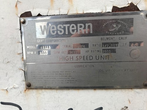 2500 HP @ 1800 RPM, Western #4114A, 2.01 :1 ratio, 1.5 service factor, #3068 - Image 2