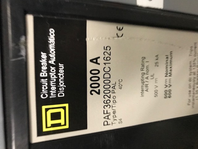 2000 Amps, Square D, PAF362000DC1625, 500 V.DC rated, 2 pole, 1 section, Nema 1 (4 available) - Image 3