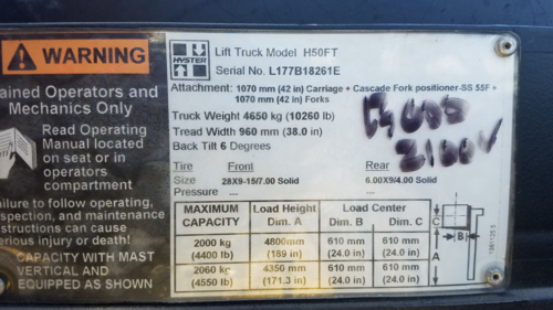 5000 lb. Hyster #H50FT, diesel forklift - Image 6