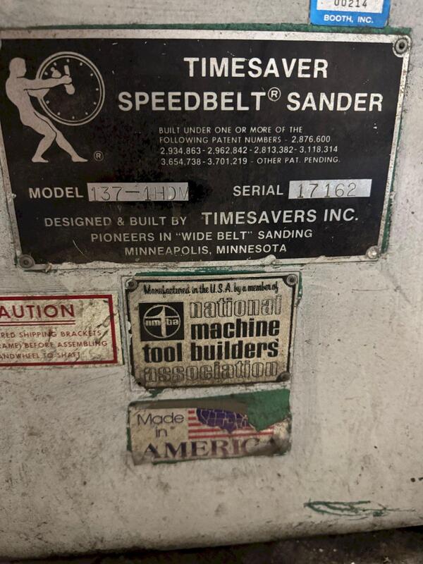 37" Timesavers #137-1-HDM, wide belt sander, 0"-8" material thickness, 37" x 60" belt size, 2900 SFM, S/N - Image 10