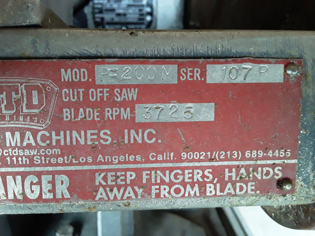 6-1/2" CTD #PF200M, Cold Saw, 12" blade, 10 SPM, 3725 RPM, S/N 107R - Image 7
