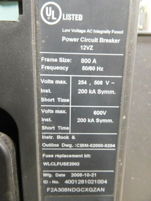 800 Amps, Siemens, WLF2A308, Integrated cubicle bus power circuit breaker, with Siemens ETU745 trip unit - Image 10