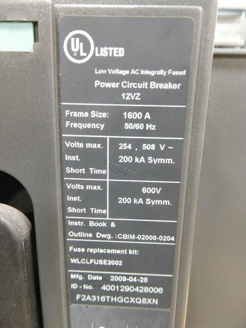 1600 Amps, Siemens, WLF2A316, Integrated cubicle bus power circuit breaker, with Siemens ETU745 trip unit - Image 10