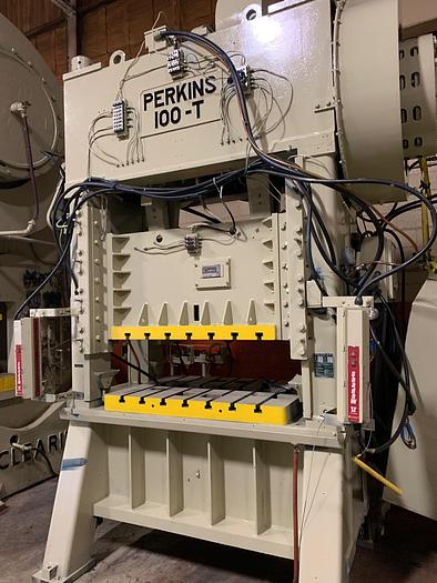 100 Ton, Perkins #S-100-48-34, straight side double crank press, 6" stroke, 14" Shut Height, 4" slide - Image 2