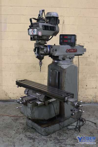 Comet #3KV, vertical mill, 10" x50" table, 3 HP, digital read out, power draw bar, 60-4250 RPM, #71446 - Image 1