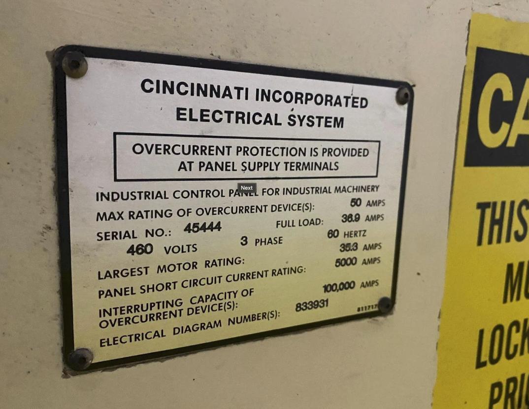 175 Ton, Cincinnati #175FMI, hydraulic CNC press brake, upgraded touchscreen controls, 10' overall, 1032" - Image 5