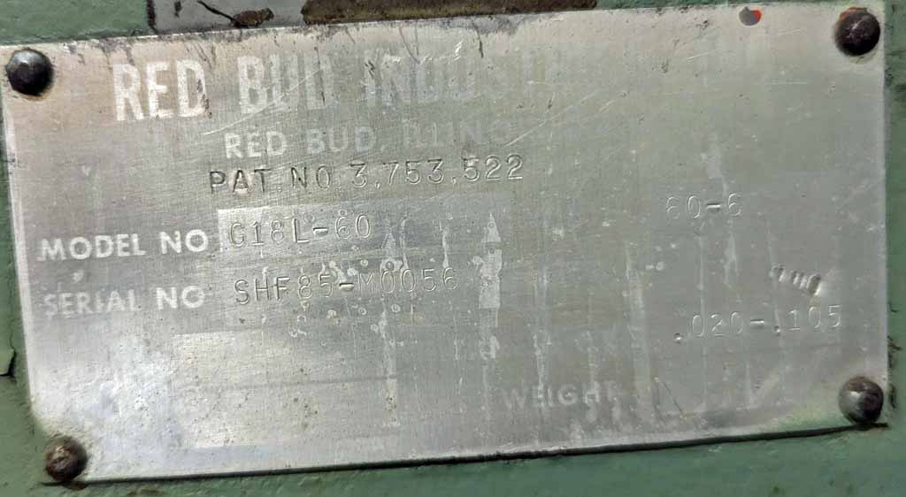 .105" x 5' Red Bud #G18L-60, Cut-To-Length line shear, hydraulic actuated, 1985 - Image 2