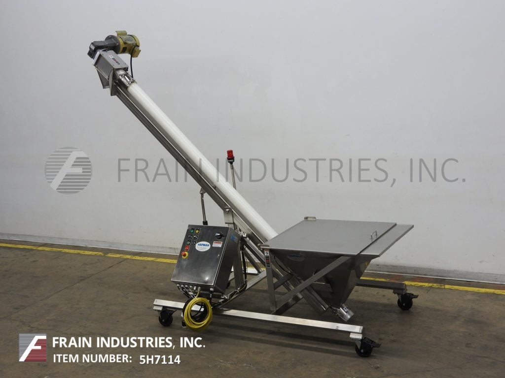4" diameter x 8' long, Hapman, screw conveyor and 35" x 35" x 32" Stainless Steel product hopper, top mounted - Image 5
