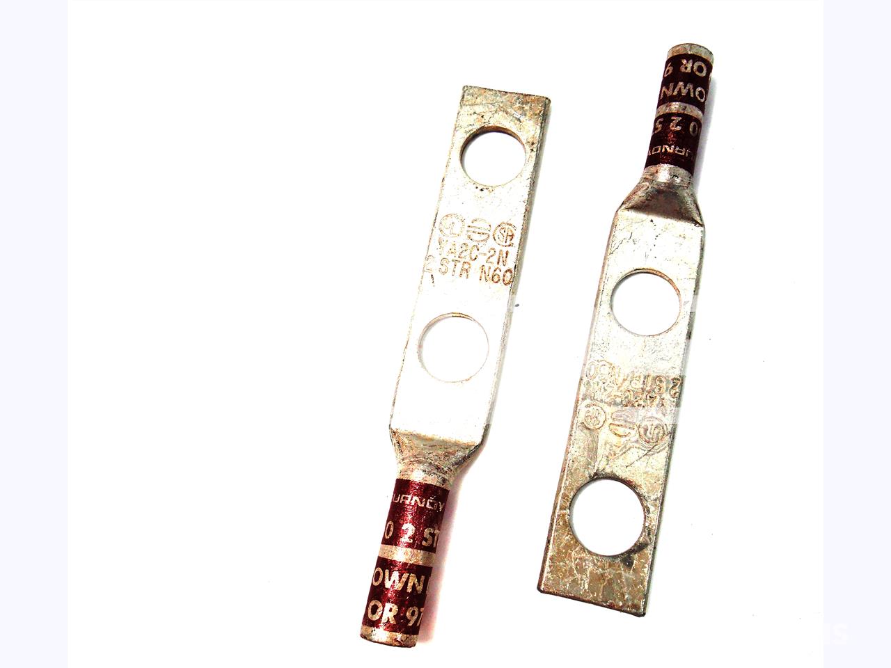 Burndy Long Barrel #2 2 Hole Lug New - Image 1