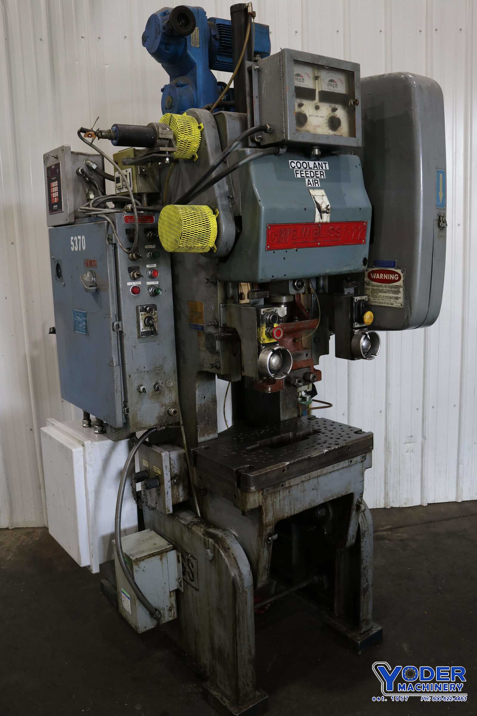 22 Ton, Bliss #C-22, OBI press, 1-1/2" stroke, 9-3/4" Shut Height, air clutch & brake, Ametek Control, #77350 - Image 1
