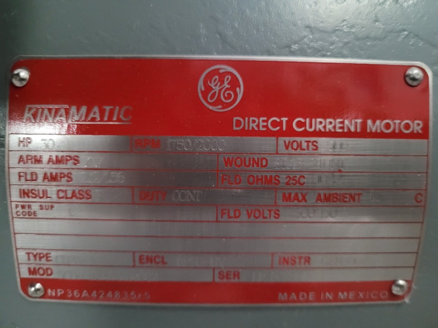 30 HP 1750/2300 RPM General Electric, Frame CD288AT, BB, DPFG-BV, new, 500VA, 150/300VF (2 available) - Image 1