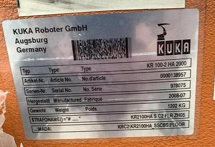 Kuka, KR-100-2 HA 2000, 6-Axis hi-accuracy robot, 100 Kg x 2600mm reach, 2008, #104162 - Image 8