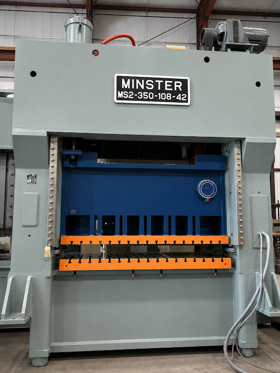 350 Ton, Minster #MS2, straight side double crank, 10" stroke, 27" Shut Height, 108x42" bed, hydraulic OL - Image 2