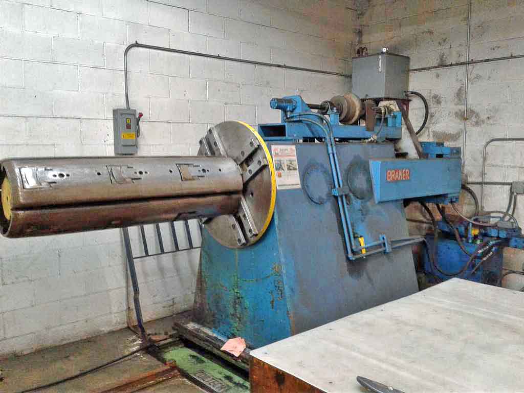 20000 lb. Braner, uncoiler, 4 segment 51" mandrel, 16"-20" ID, 15"-20.5" hyd expansion - Image 1