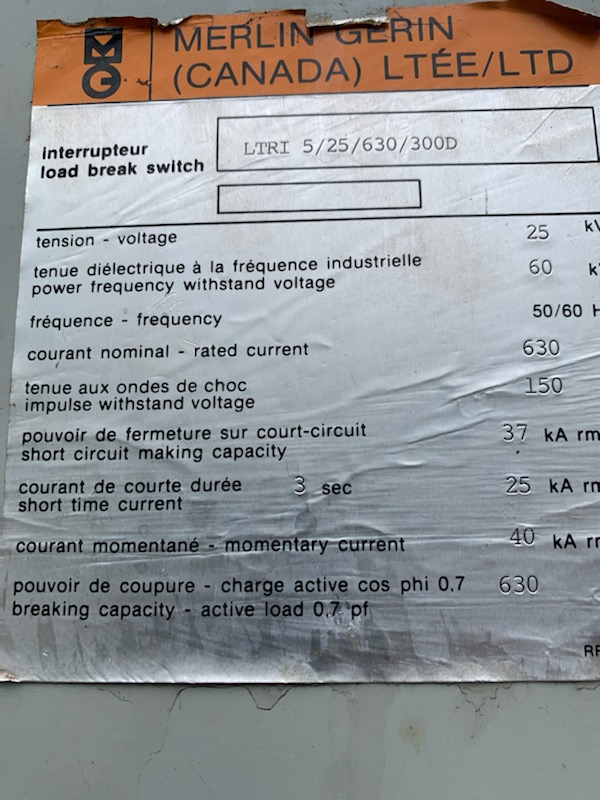Merlin Gerin, 27 kv fuseable switchgear - Image 2