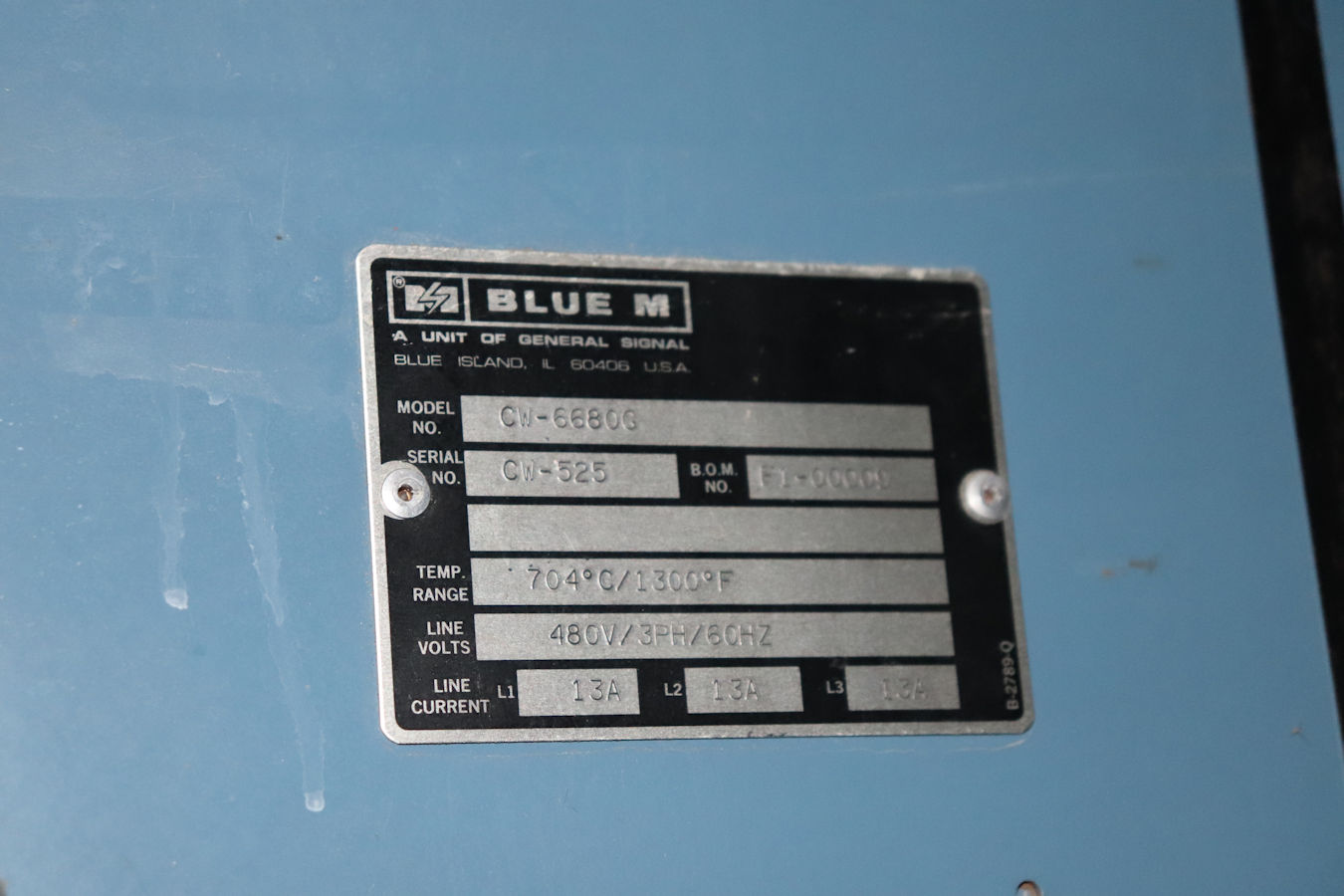 Blue M #CW-6680G, cabinet oven, 1300&deg;F / 704&deg;C, S/N CW-525, 480 V. 3 Phase - Image 4