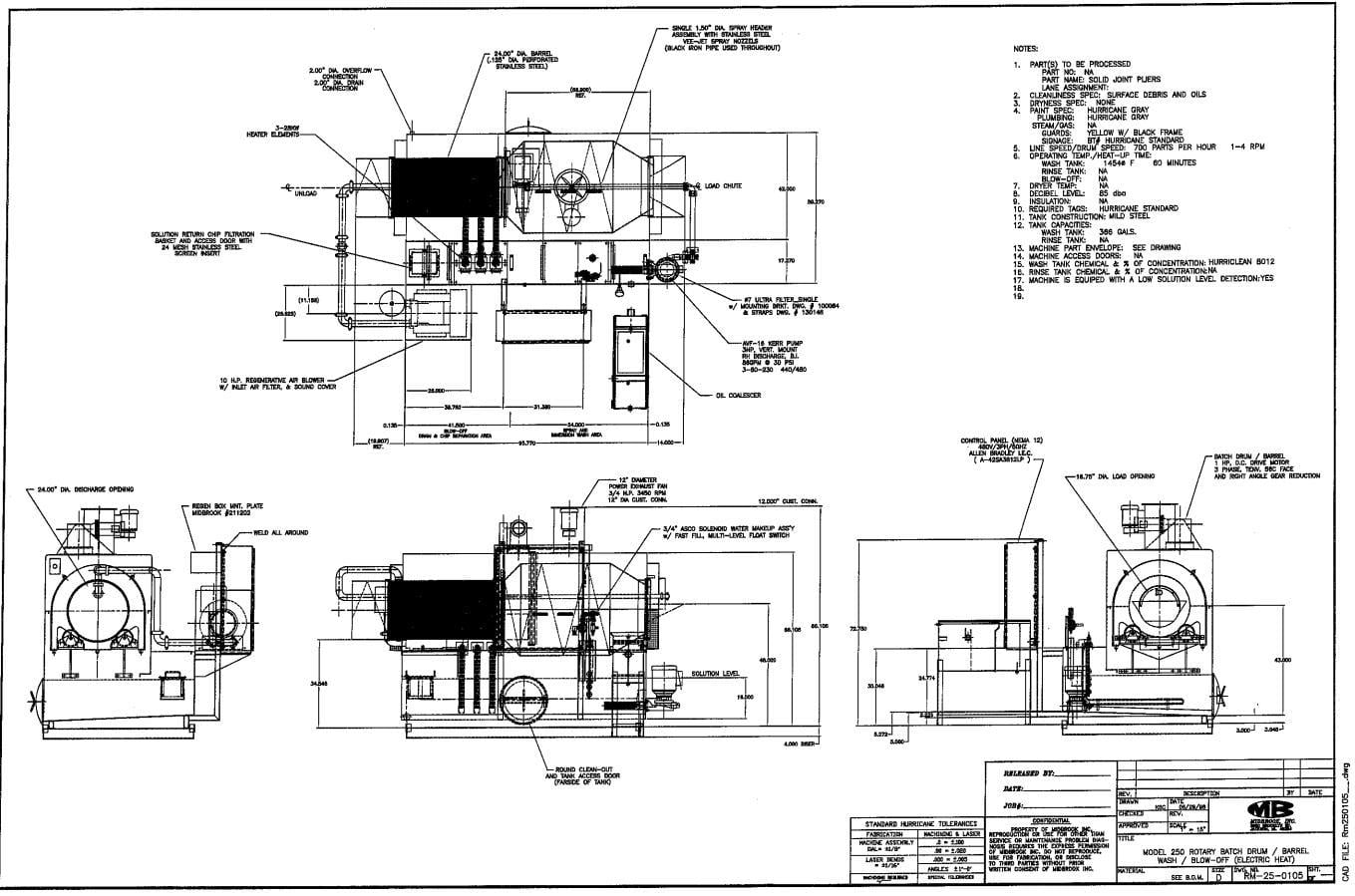 Hurricane #250, 3 stage, 24" rotary drum parts washer, gas heated, 1998, #13539 - Image 3