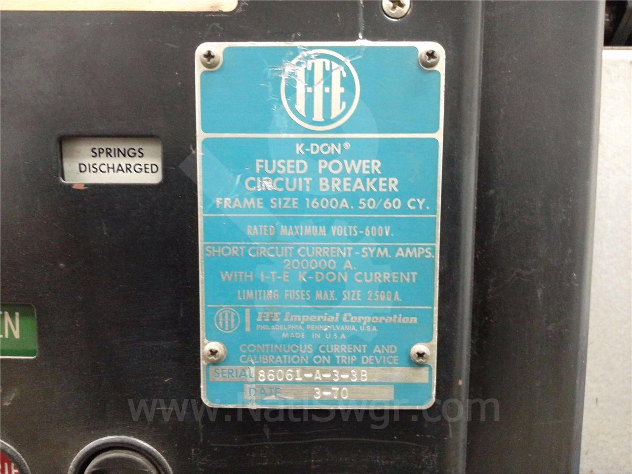 1600 Amps ITE Kdon-1600 Red Eo/do 48 Volts DC Control, 120 Volts AC Trip, Od-5 Lsi 1000a, 1000 Amps Fuse - Image 6