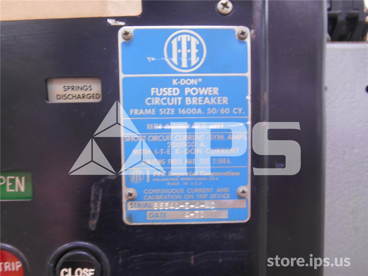 1600 Amps ITE Kdon-1600 Red Eo/do 48 Volts DC Control, 120 Volts AC Trip, Od5 Lsi 800a, 800 Amps Fuse - Image 2