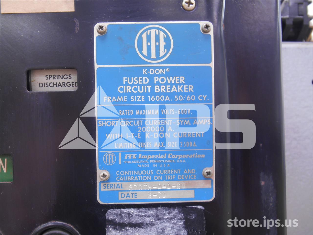 1600 Amps ITE Kdon-1600 Red Eo/do 48 Volts DC Control, 120 Volts AC Trip, Od-5 Lsi 1000a,1600 Amps Fuse - Image 2