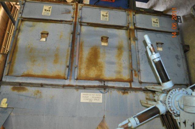 5400-8000 cfm Torit #140, dust collector, 2 discharge chutes,stand, 3 chamber, 20 HP, 1988 - Image 6