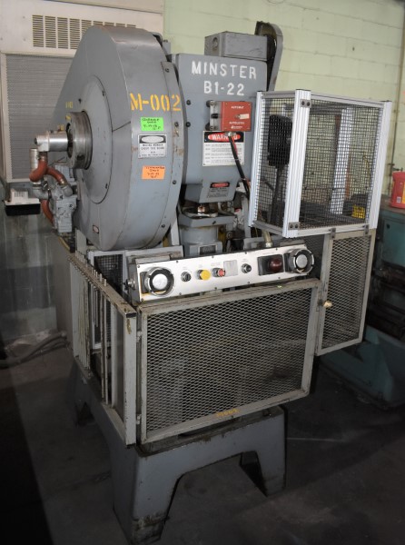 22 Ton, Minster #B1-22, high speed gap frame press, 1.25" stroke, 8.75"Shut Height,air clutch, 0-650 SPM - Image 1
