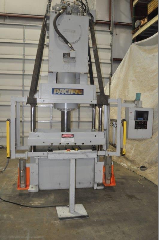 60 Ton, Pacific #60CX50/30, 4-post hydraulic press, 20" stroke, 25" daylight, 60" x30" bed, 2007 - Image 1