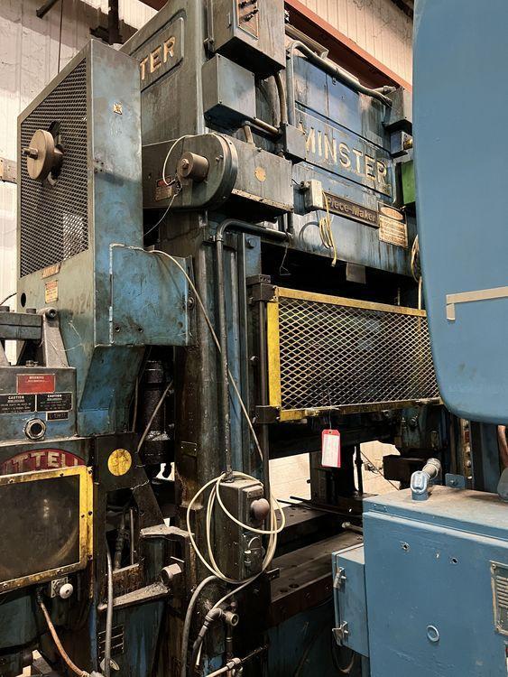 100 Ton, Minster #P2-100, straight side double crank press, 1.5" stroke, 18" Shut Height,air clutch & brake - Image 1