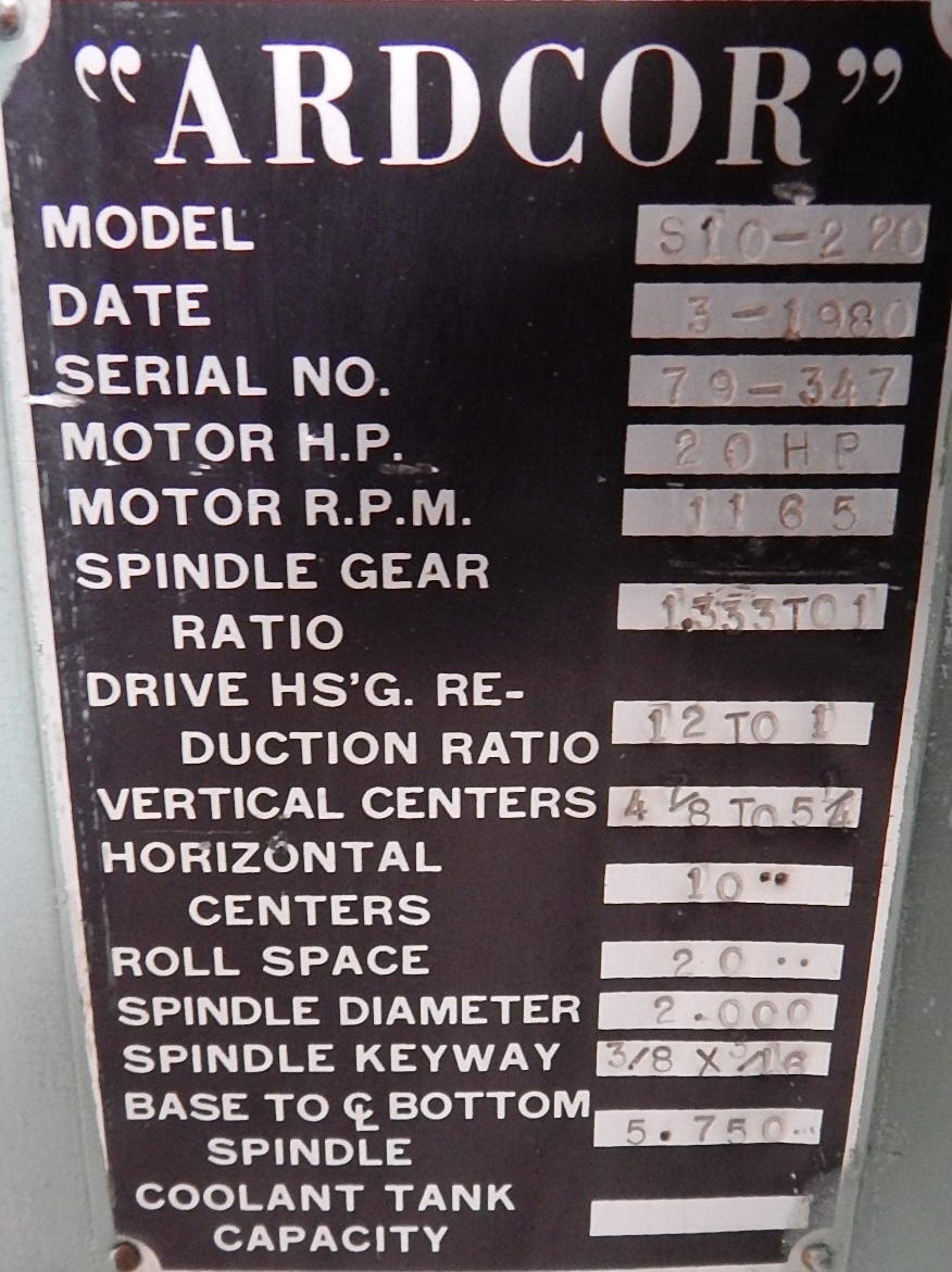 16 Stand, Ardcor, rollformer, 2" spindle diameter, 20" roll space, air clutch & brake, 20 HP, 1980 - Image 9