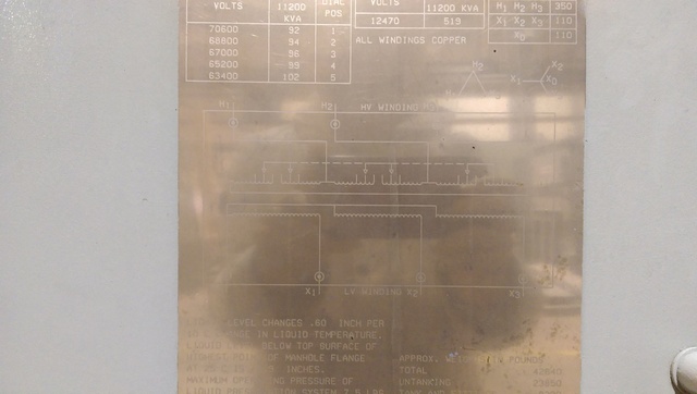 11200/14000 kVA, 67000 Delta Primary, 12470/7200 WYE Secondary, General Electric Substation - Image 2