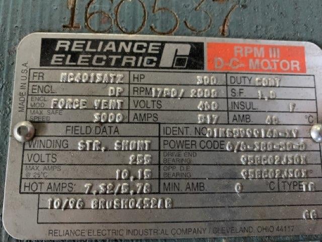 300 HP 1800 RPM Reliance, Frame MC4013ATZ, DPFVBB, 500 VA, 255 VF - Image 2
