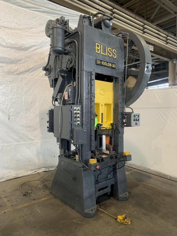 100 Ton, Bliss #S1-100-24-30, straight side, 10" stroke, 22" Shut Height, 3" adjustment, 30 SPM, 32" F-B x - Image 1
