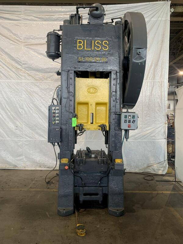 100 Ton, Bliss #S1-100-24-30, straight side, 10" stroke, 22" Shut Height, 3" adjustment, 30 SPM, 32" F-B x - Image 3