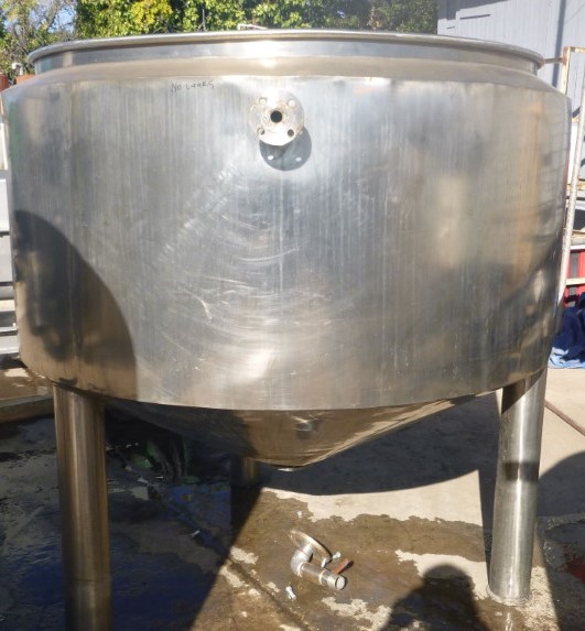 425 gallon Stainless Steel jacketed tank, 59" dia. x 32" straight side, open top, cone bottom - Image 2
