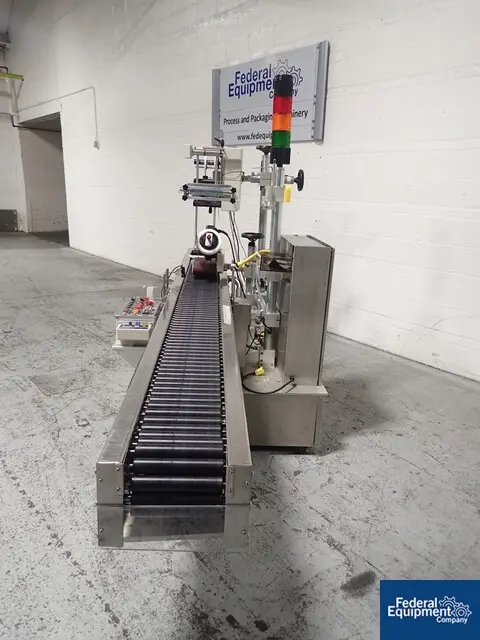 Avery #ALS-330R, Syringe Labeler, Stainless Steel, integrated 11" wide x 10' long roller conveyor, Allen - Image 4