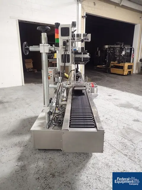 Avery #ALS-330R, Syringe Labeler, Stainless Steel, integrated 11" wide x 10' long roller conveyor, Allen - Image 6