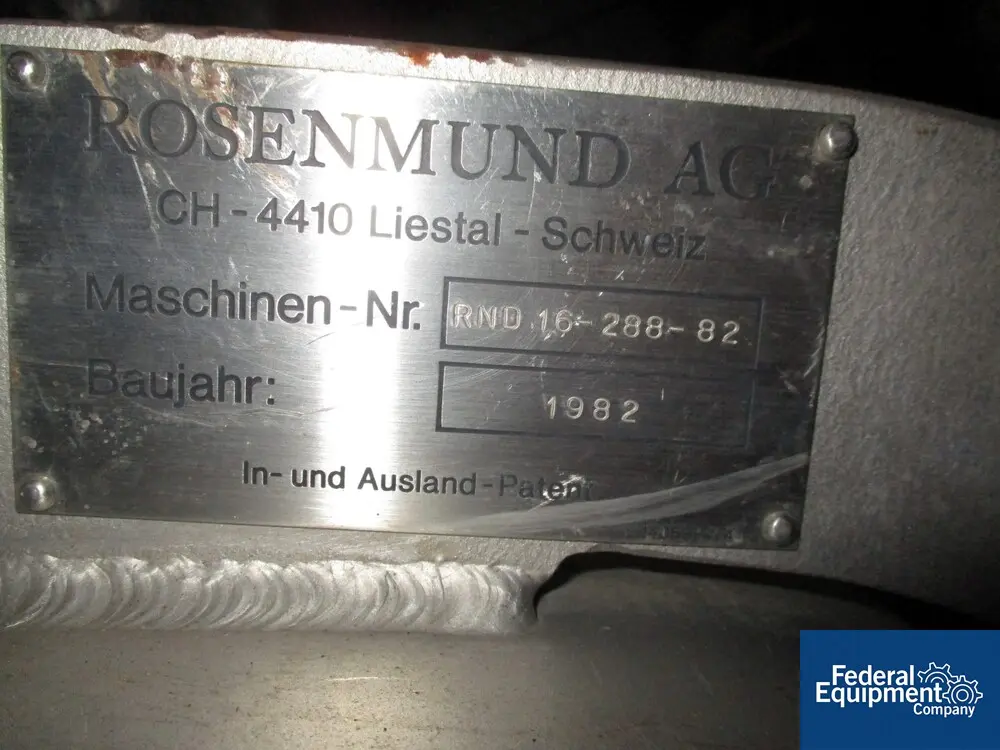 Rosenmund #RND1.6-288-82, nutsche filter, Hastelloy C276, 1.6 sq.meter, 1983, #3148-1, 1983 - Image 2