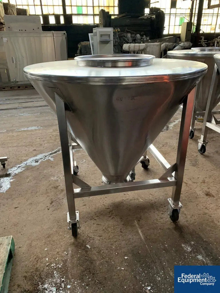 16 cu.ft., United Utensil Tote, 304 Stainless Steel construction, 52" diameter x 42" deep cone, flat top, on - Image 4