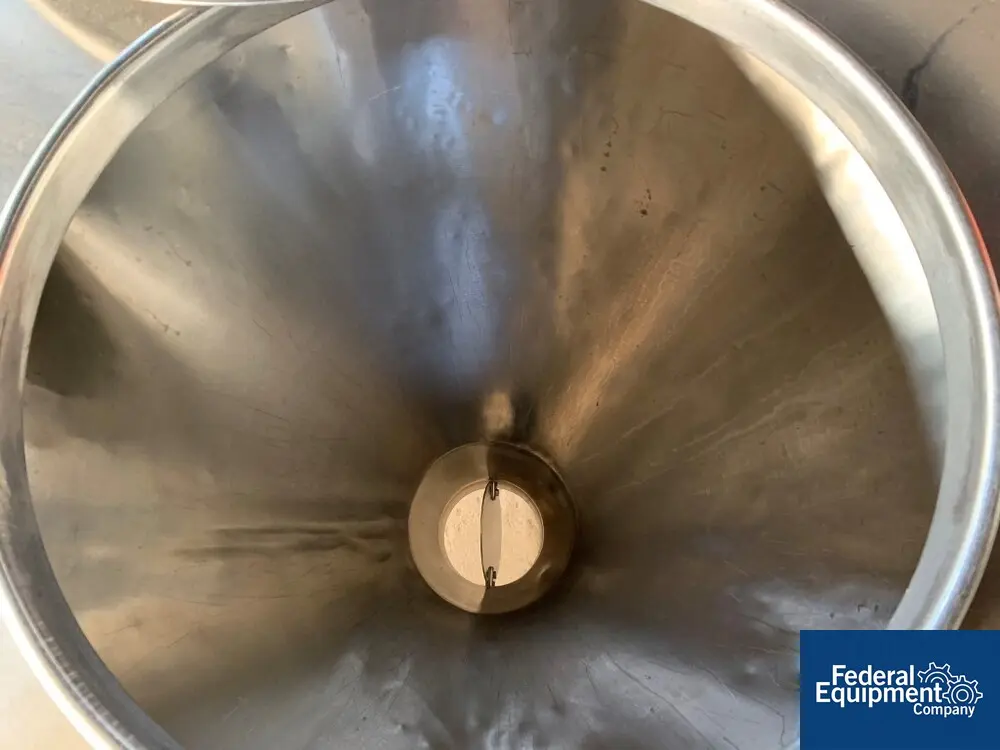 16 cu.ft., United Utensil Tote, 304 Stainless Steel construction, 52" diameter x 42" deep cone, flat top, on - Image 7