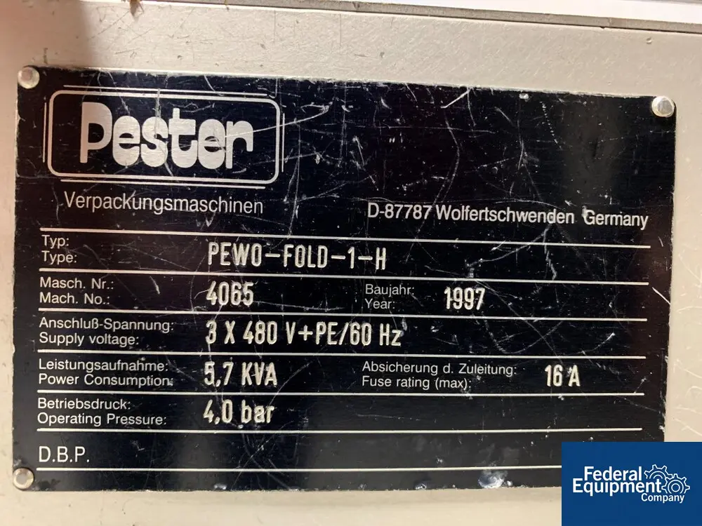 Pester #PEWO-Fold-1-H, bundler overwrapper, serial# 4065, 1997, #2706-33, 1997 - Image 2