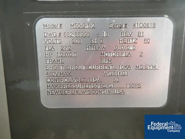 9 KW Sterling #M50-9-1-2, temperature control unit, 1/2 HP, 208 Volt, serial # 41D0810, #42786 - Image 7